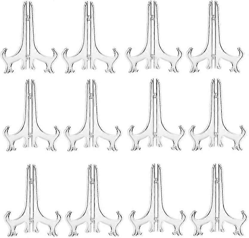 24 Pieces Clear Plastic Sheet Display Stand Photo Holder Stand For Picture Book Display Decorative Table Shelf (7.5*10*3.4 Inch)