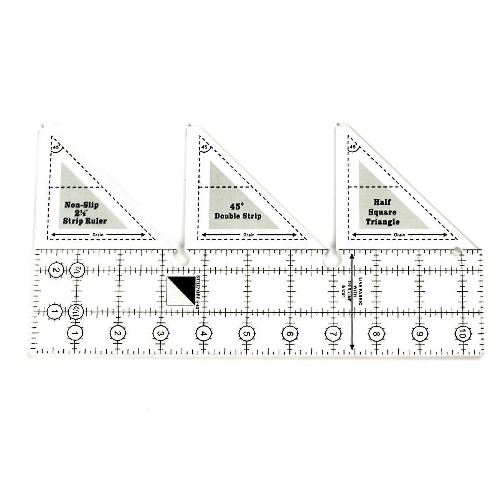 Ruler Grids 45 Degree Double Strip Ruler Non-slip Quarter Square Triple-cornered Cutting Guide (10