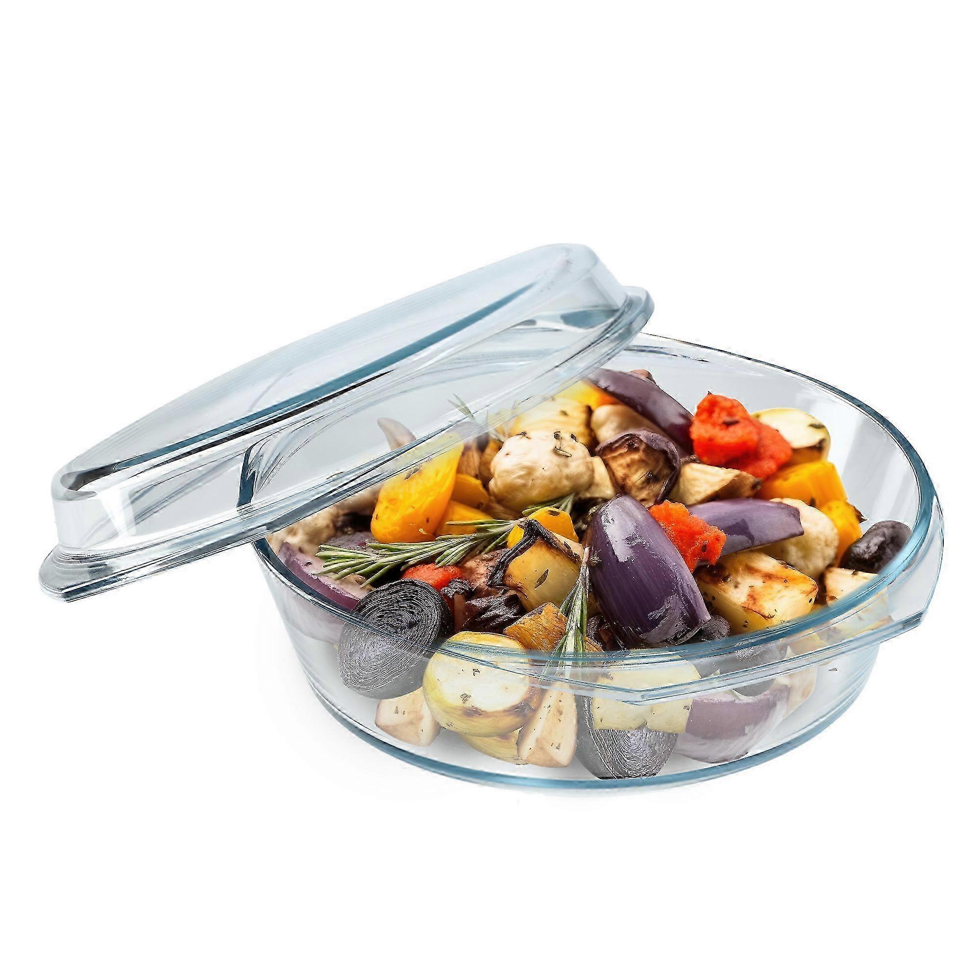 KADAX κατσαρόλα πιάτο 2.8L με καπάκι κατσαρόλας στρογγυλό γυαλί