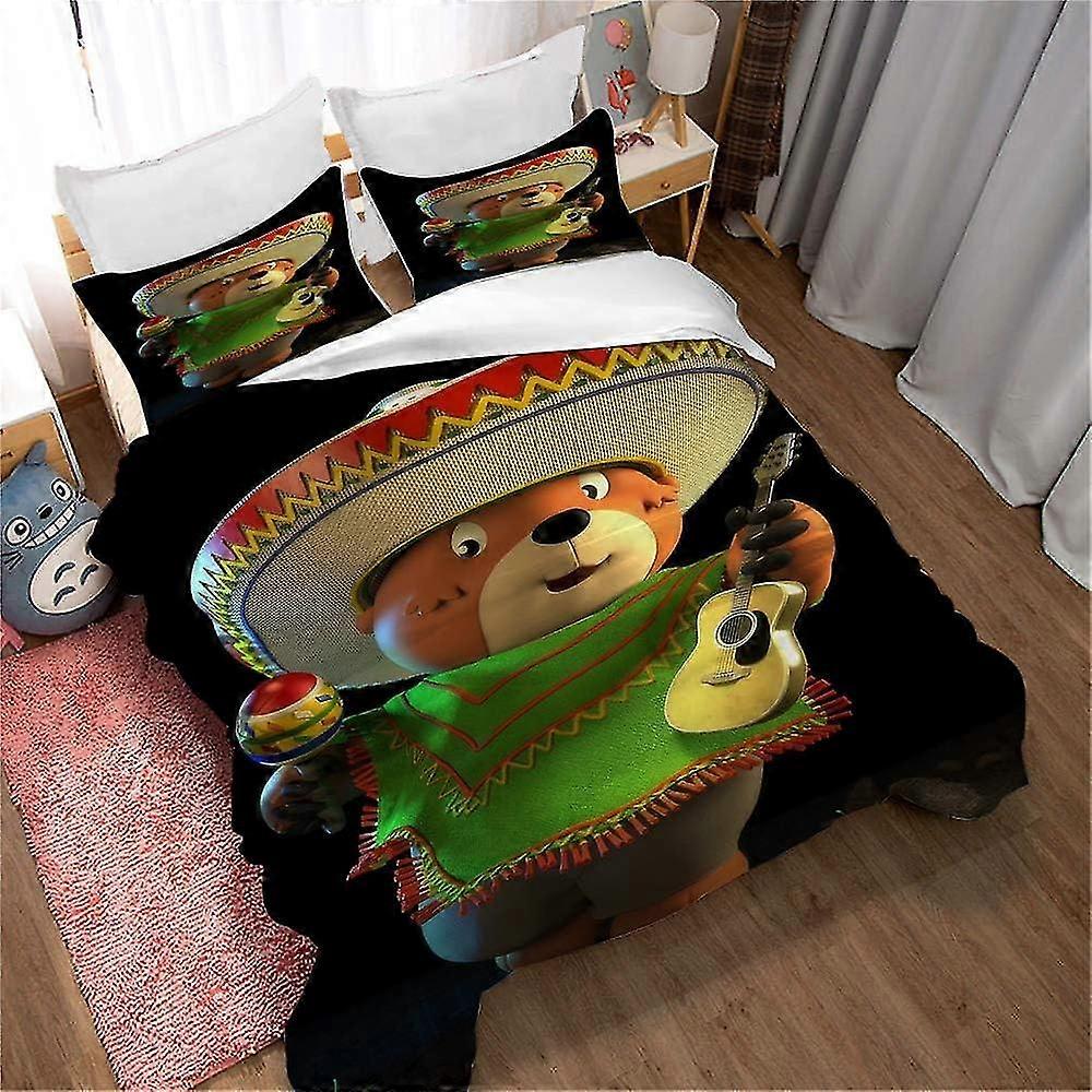 o3733 Lakan Ste-X Dubbelt påslakan Set Anime 3D Djur Mikrofiber Sängkläder Set Andningsbart Täcke cm med dragkedja och 2 örngott