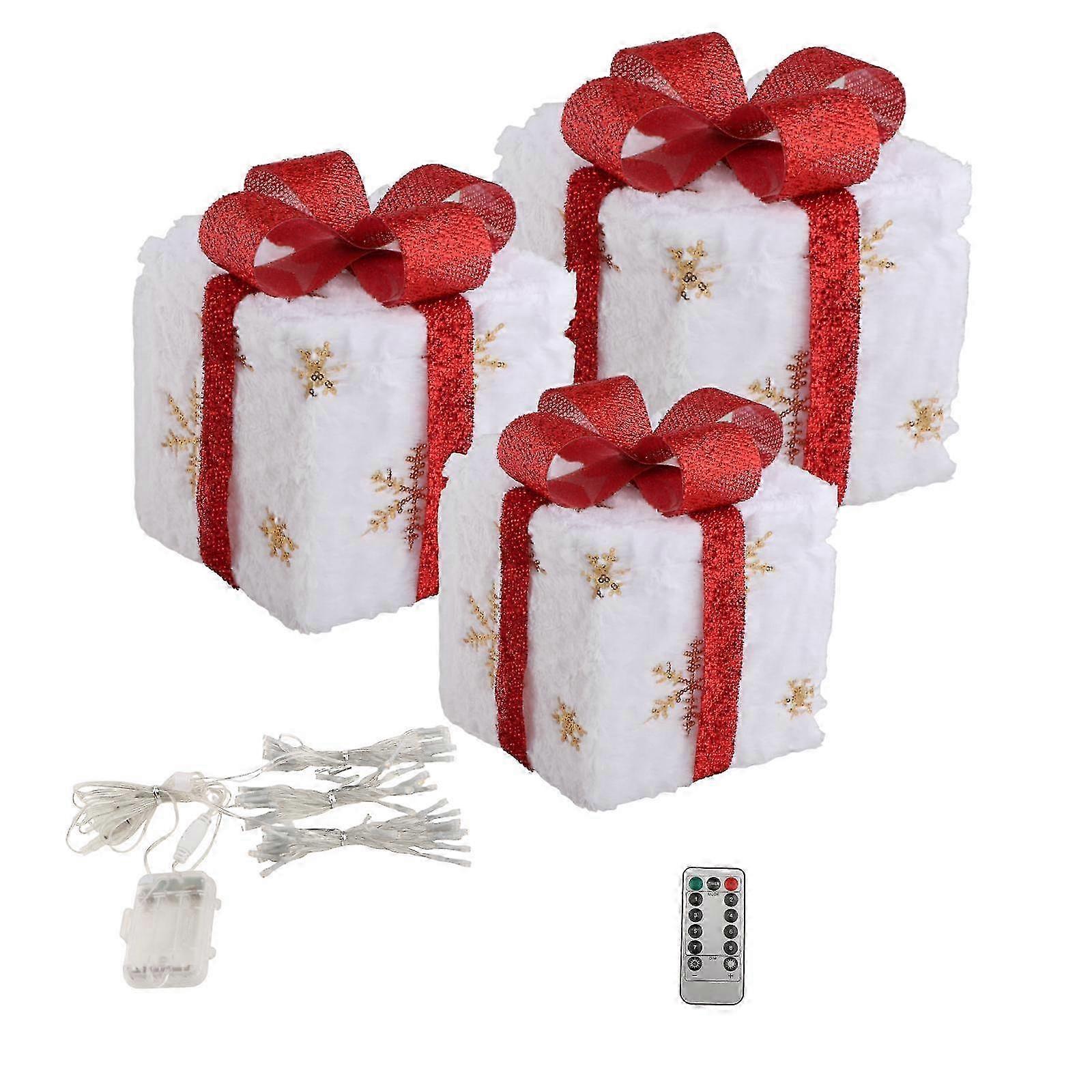 Lighted Gift Boxes Christmas Decorations Set of 3 for Yard Outside Fireplace Warm