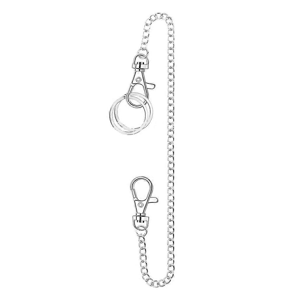 Wallet Chain Silver Keychain with Both Ends Lobster Clasps and Extra-2 Rings for Keys Wallet Jeans Pants Hip-hop Chains