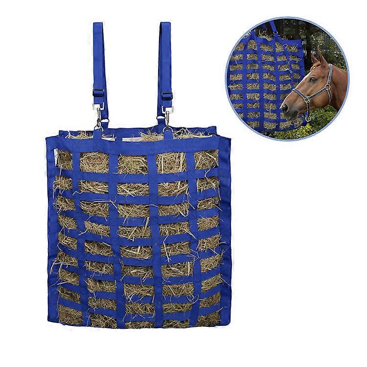 Square Bale Net for Horses - Durable Webbing Square Bale Hay Net - Slow Feeding Hay Net - Easily Fits Bales 64.5 x 23 x 53.5cm Blue