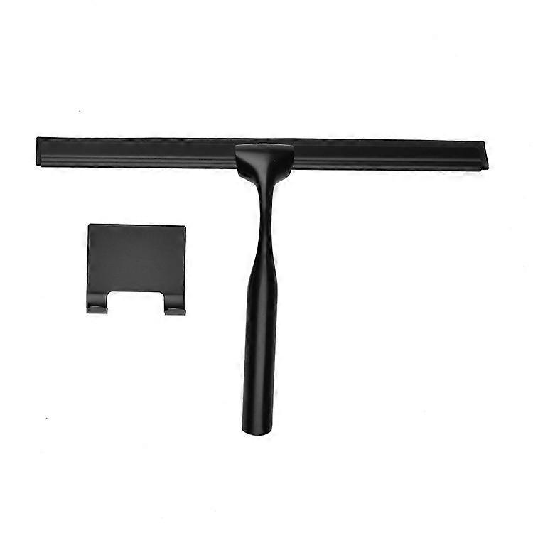 Shower squeegee with wiper blades for cleaning bathroom mirrors (one hook).