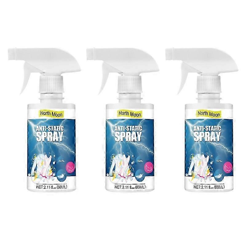 3szt 60ML Antystatyczny spray do ubrań Statyczne spraye usuwające trwałe przeciwzmarszczkowe