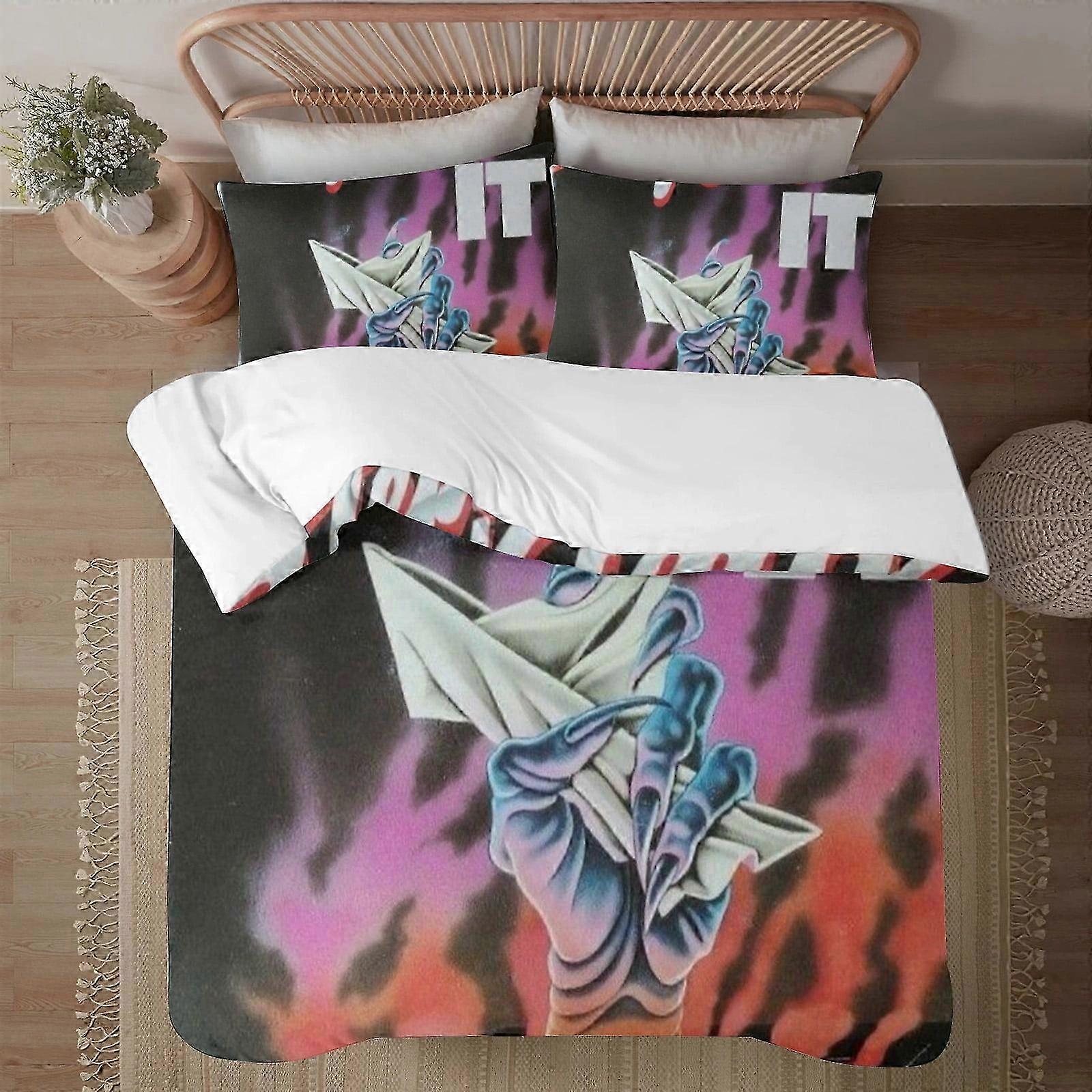 v1223 Bed Sheets Halloween Stephen kings It Soft3D Printed Duvet Cover Bedding Set with Comforter Cover3 Piece Set Includes  Pillowcases and  Cov (1 D