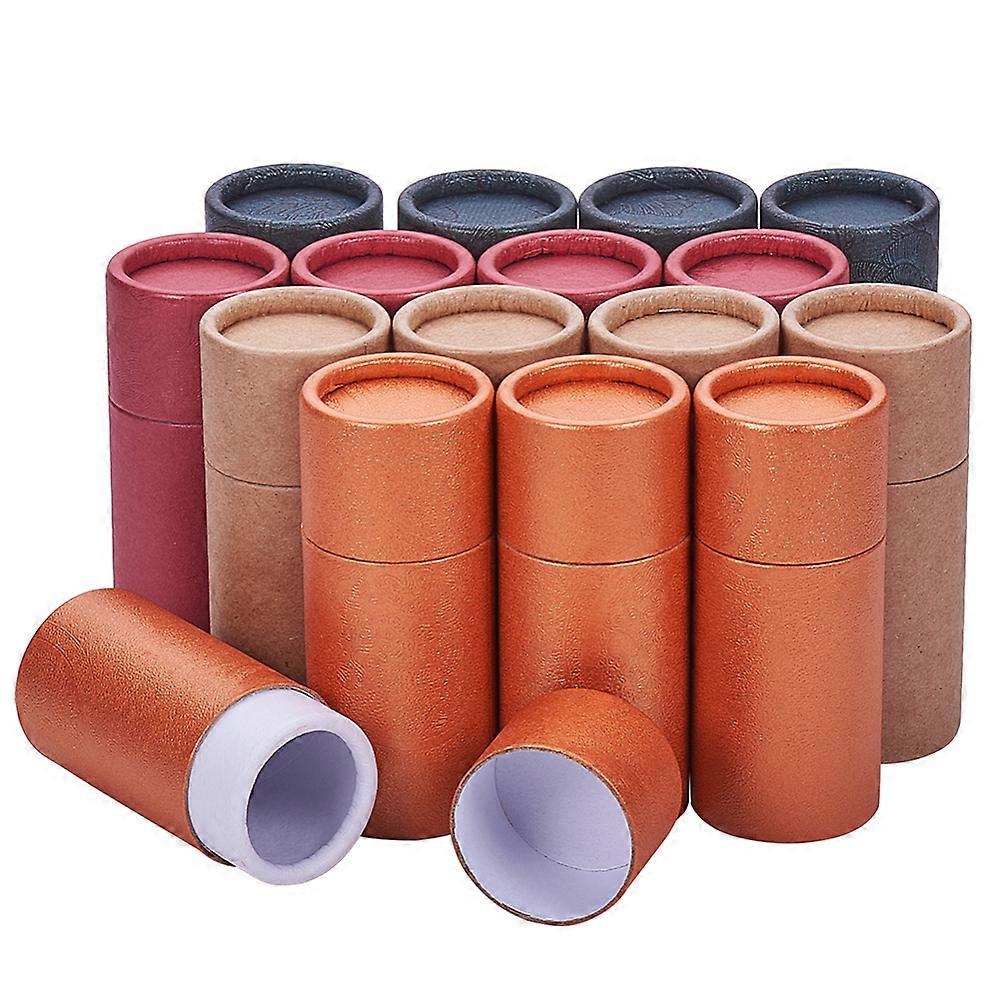 Kraft Paper Packaging Boxes For Pen Container and Tea Caddy Round Mixed Color 8.5~8.6cm Capacity: 10ml 4colors 4pcs/color 16pcs/set DIY