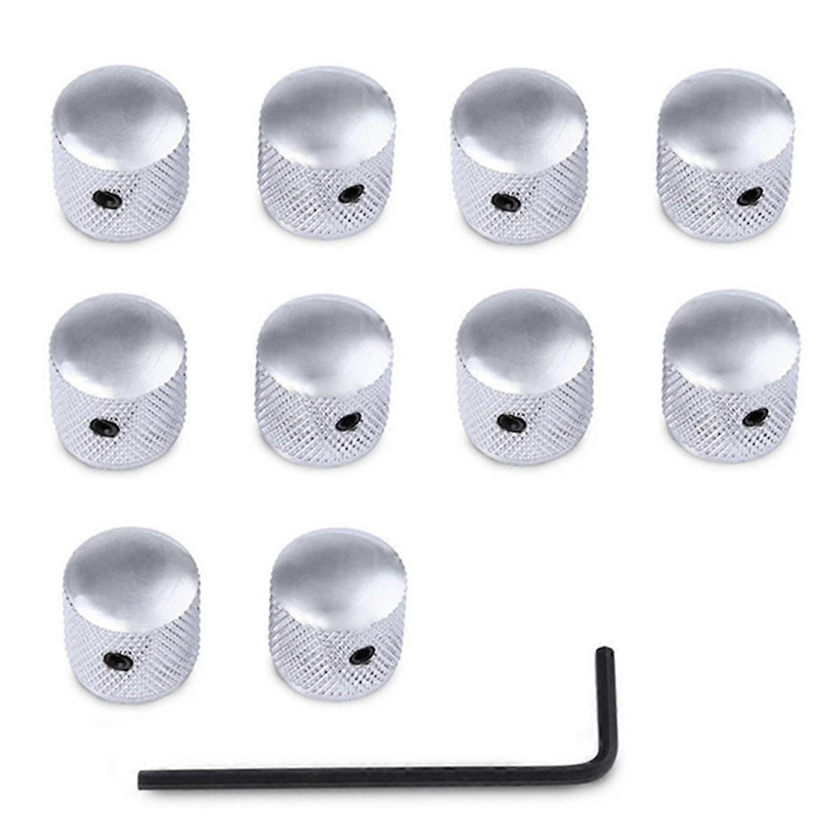 Silver Elgitarr Metall Volymratt Bas Volymratt Järnknopp med hål Volymratt Switch Cap