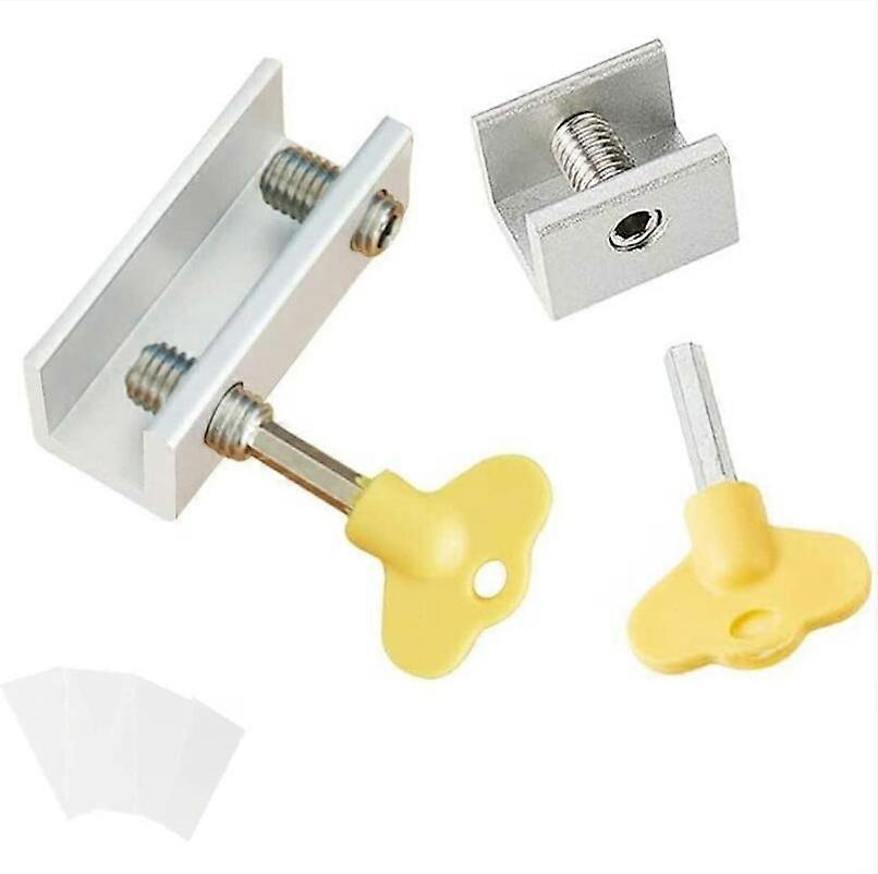 2 PCS Sliding Window Lock Anti-slip Aluminum Alloy Security Window Lock with Key Sliding Door Block Sliding Latch