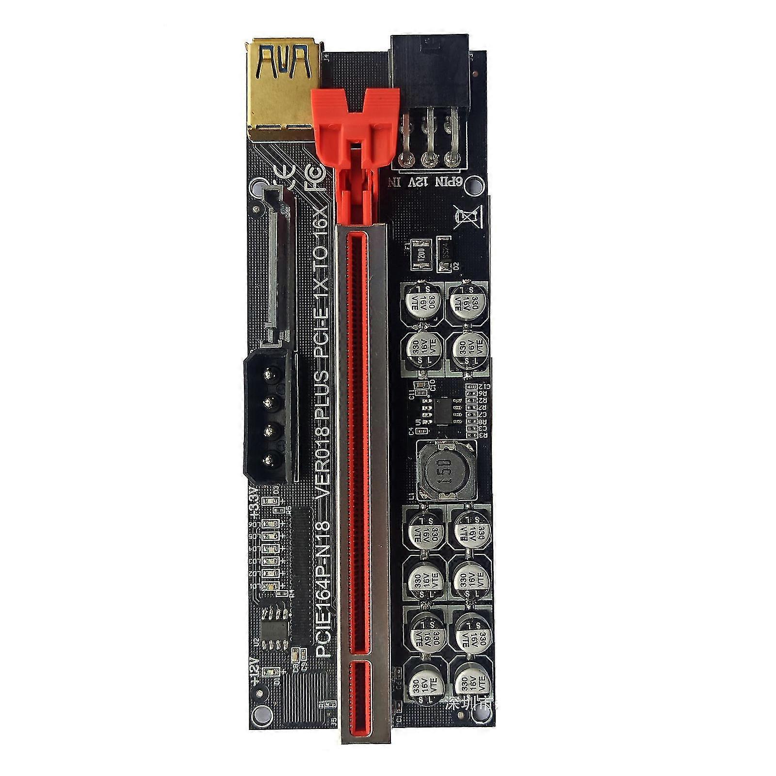 Ver018 Pci-e Riser Pci-express Extension Adapter Card 1x To 16x Led 12 Capacitor
