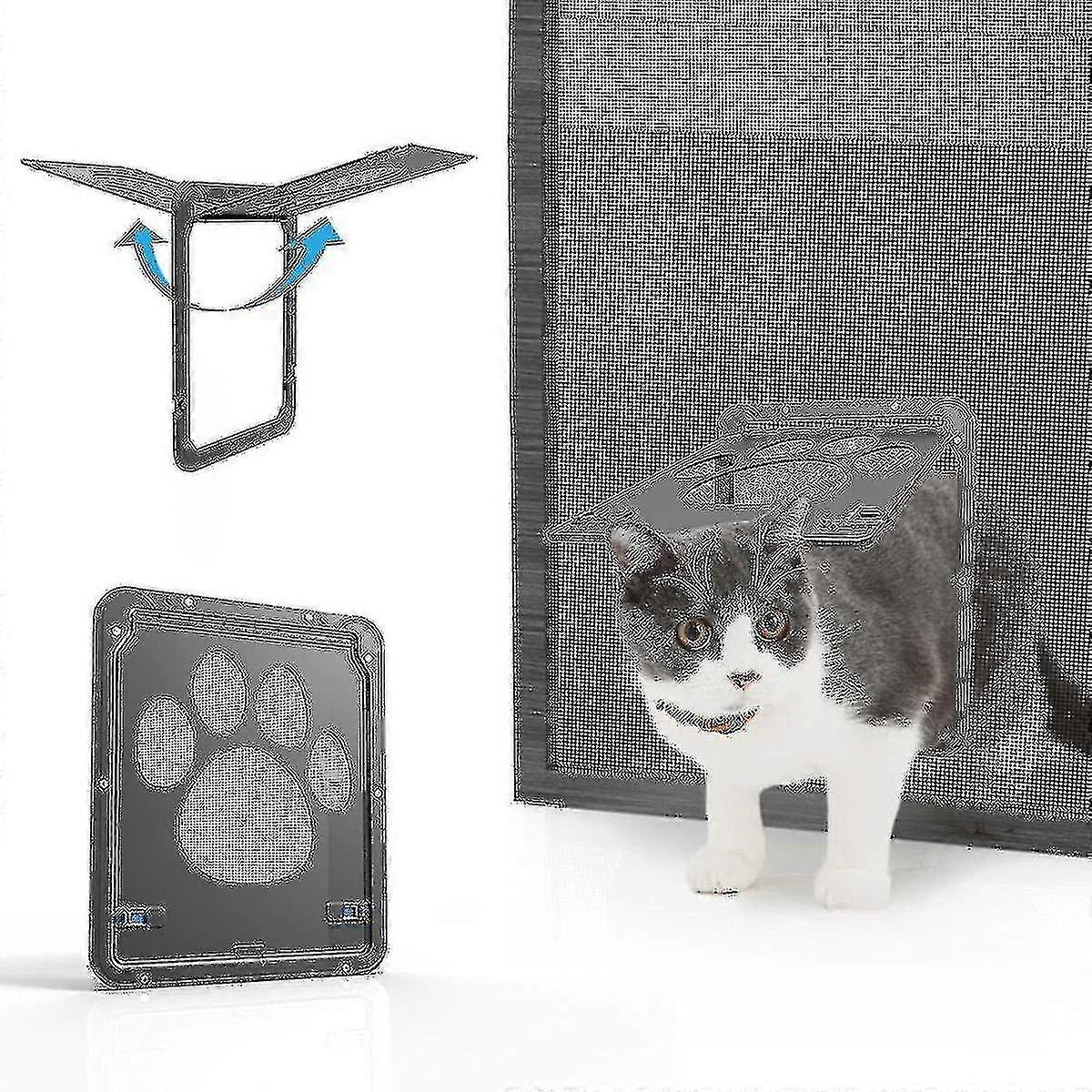 Cat Flap Pet Screen Door Lockable Magnetic Cat Door Easy Install Durable Door(8