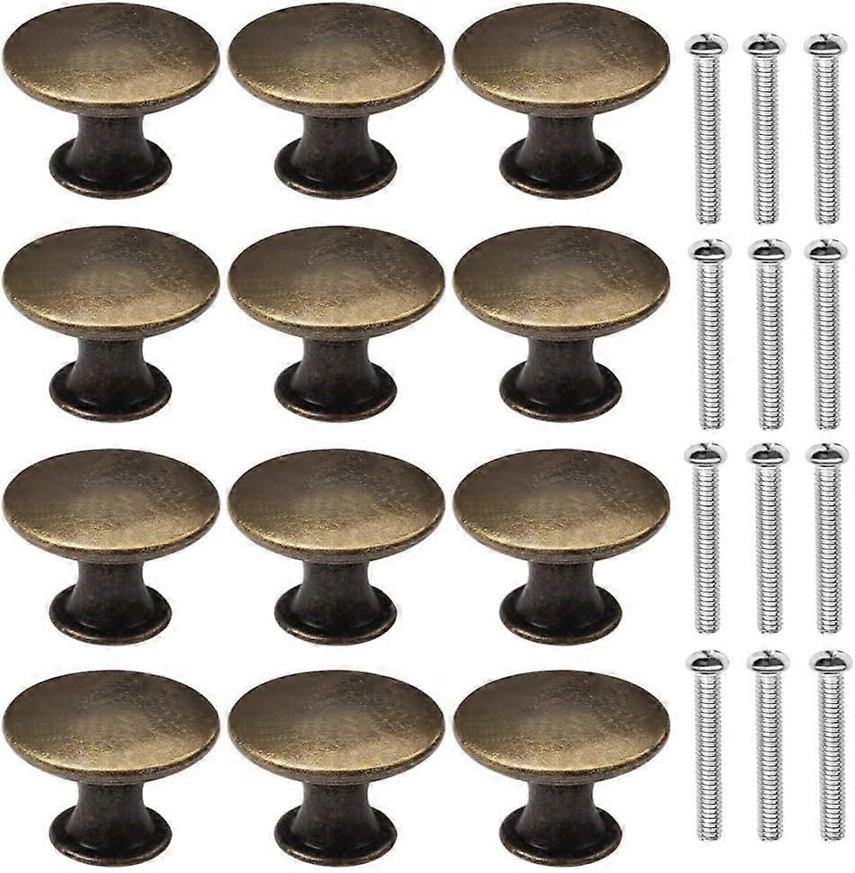 12 Pcs Bronze Kitchen Cabinet Drawers Cupboard Door Knobs, Vintage Copper Round Knobs Handles