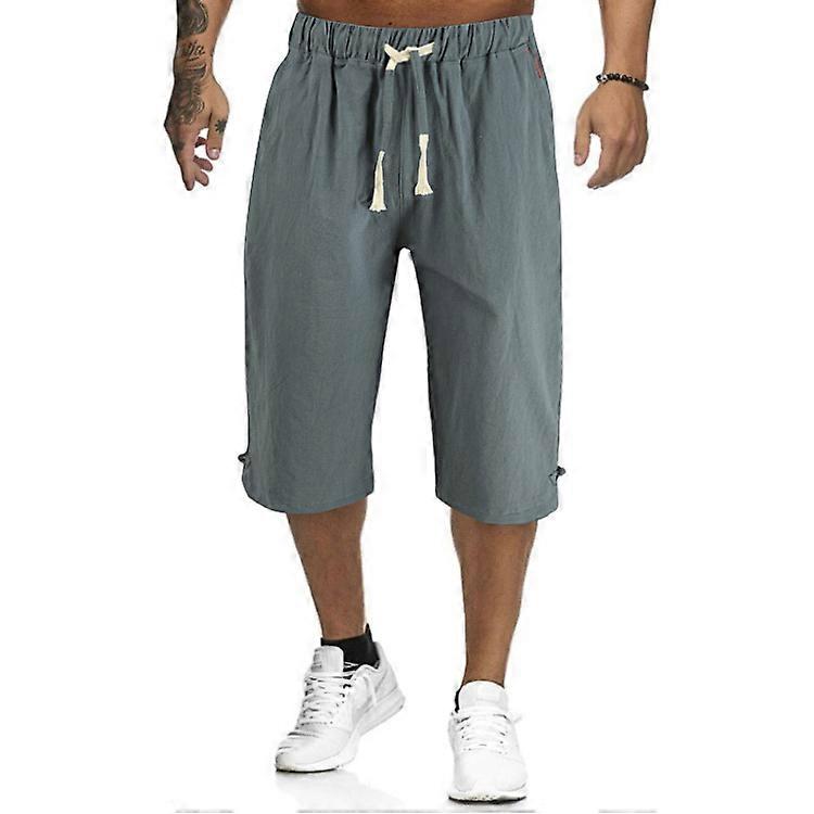 Men's Linen Cotton Elastic Pants