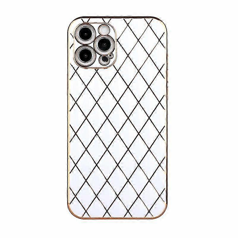 For Iphone 12 Pro Electroplated Rhombic Pattern Sheepskin Tpu Protective Case