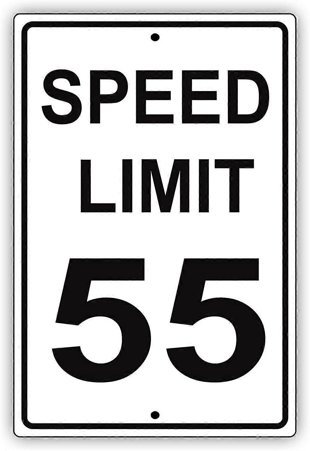 Speed Limit 55 MPH Miles Per Hour Black Letters Zone Slow Down Speeding Restriction Alert Attention Caution Warning Notice Aluminum Metal Tin 12"x18"