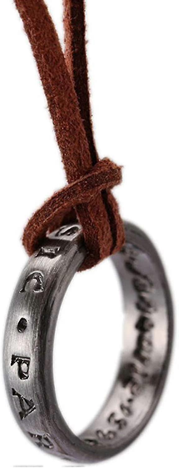 Uncharted 4 Nathan Drake gravé bague pendentif collier avec chaîne en cuir marron réglable (unisexe) nouveau