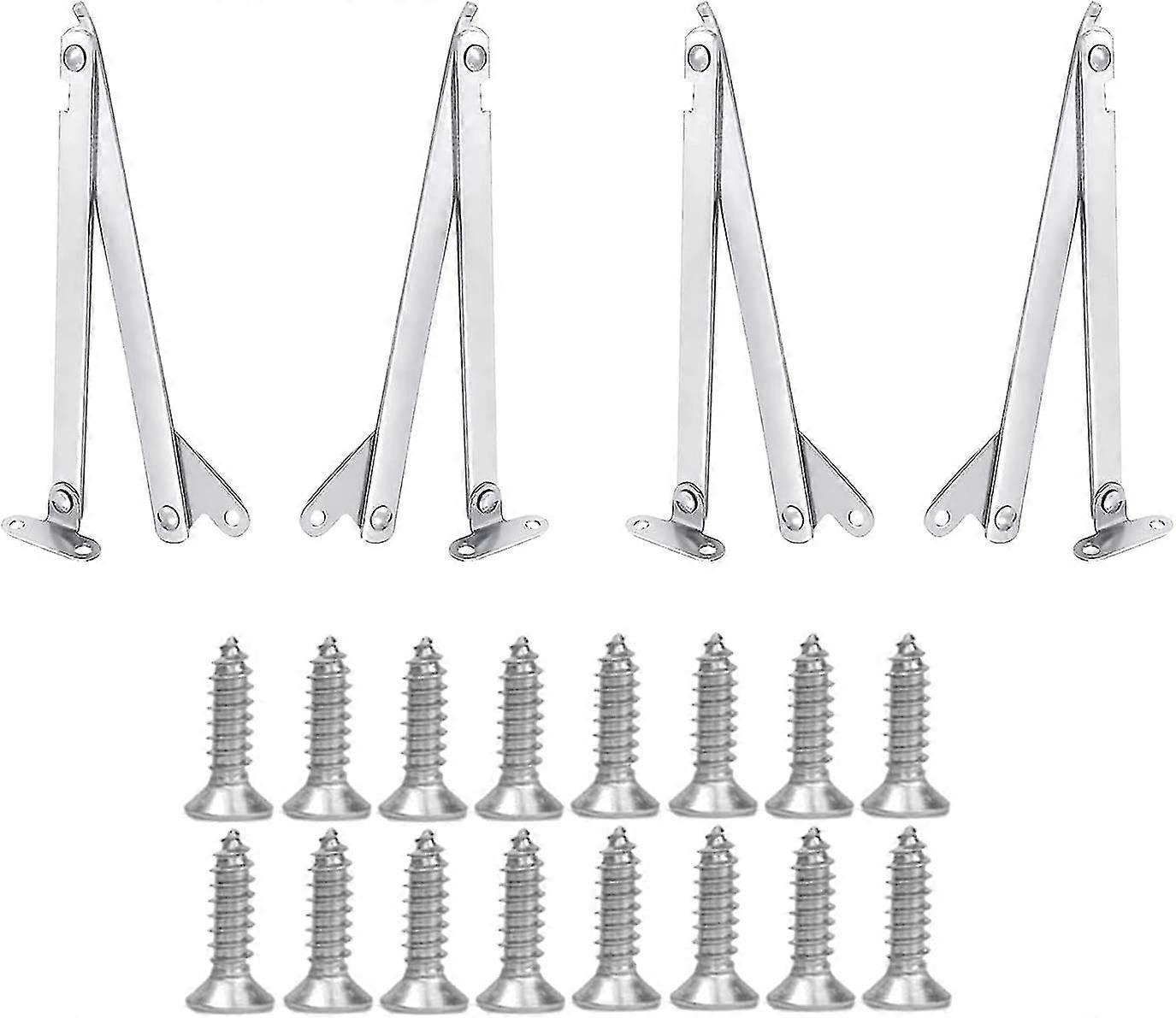 4 Pieces Support Hinges, Cabinet Flap Support, For Cabinet Support, Kitchen Cabinets Wall Mounted Folding Table (silver)