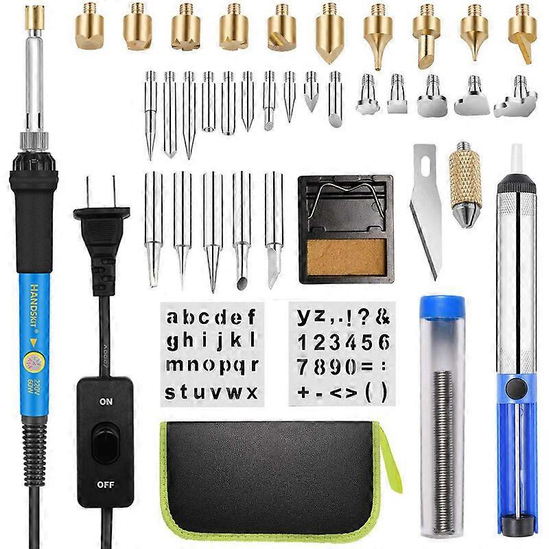 Pyrography Kit 54 pcs Pyrography on Wood 60W Adjustable Temperature 200-450 C - For Wood, Leather, Carving, Pyrography on Wood, DIY