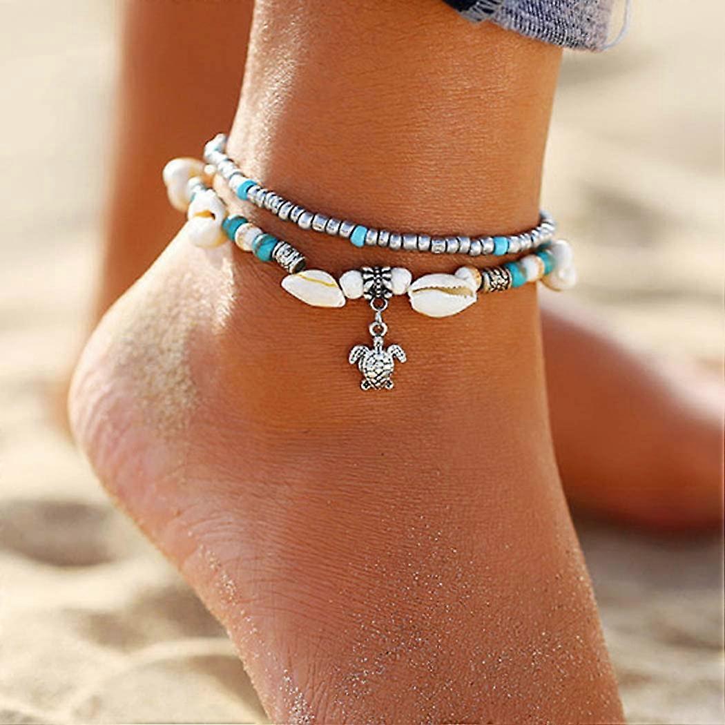 Promotional sales Double beaded anklet. Cute Shell Turtle Anklet
