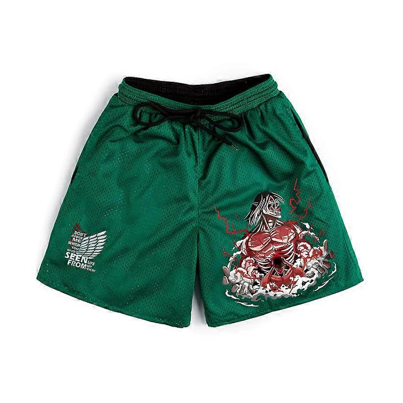 Attack on Titan Eren Anime Shorts Men Women 3D Printed Gym Shorts Quick Mesh Dry Casual Short Pants for Fitness Workout Running