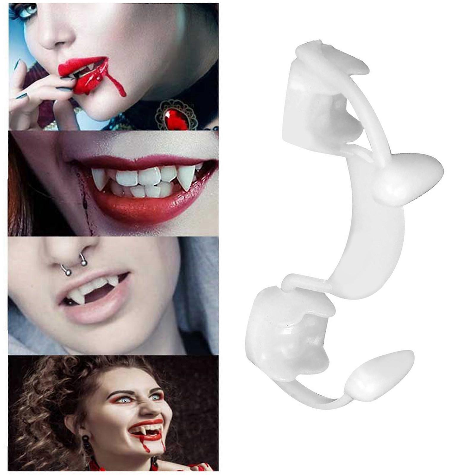 Vampire Teeth Zombie Ghost Devil Dentures Fangs Canine Fake Tooth with Case Halloween Cosplay Prop Toy