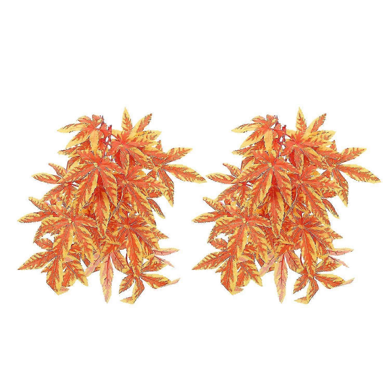 2pcs Maple Leaf Rattan Simulation Autumn Hanging Fall Leave Vines with Suction Cup for Home Wedding