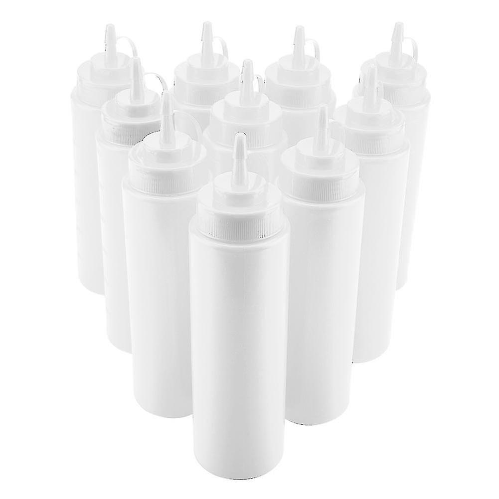 Plastic Condiment Dispenser Set - 10pcs, 720ml, for Sauce Oil Cream Vinegar (White)