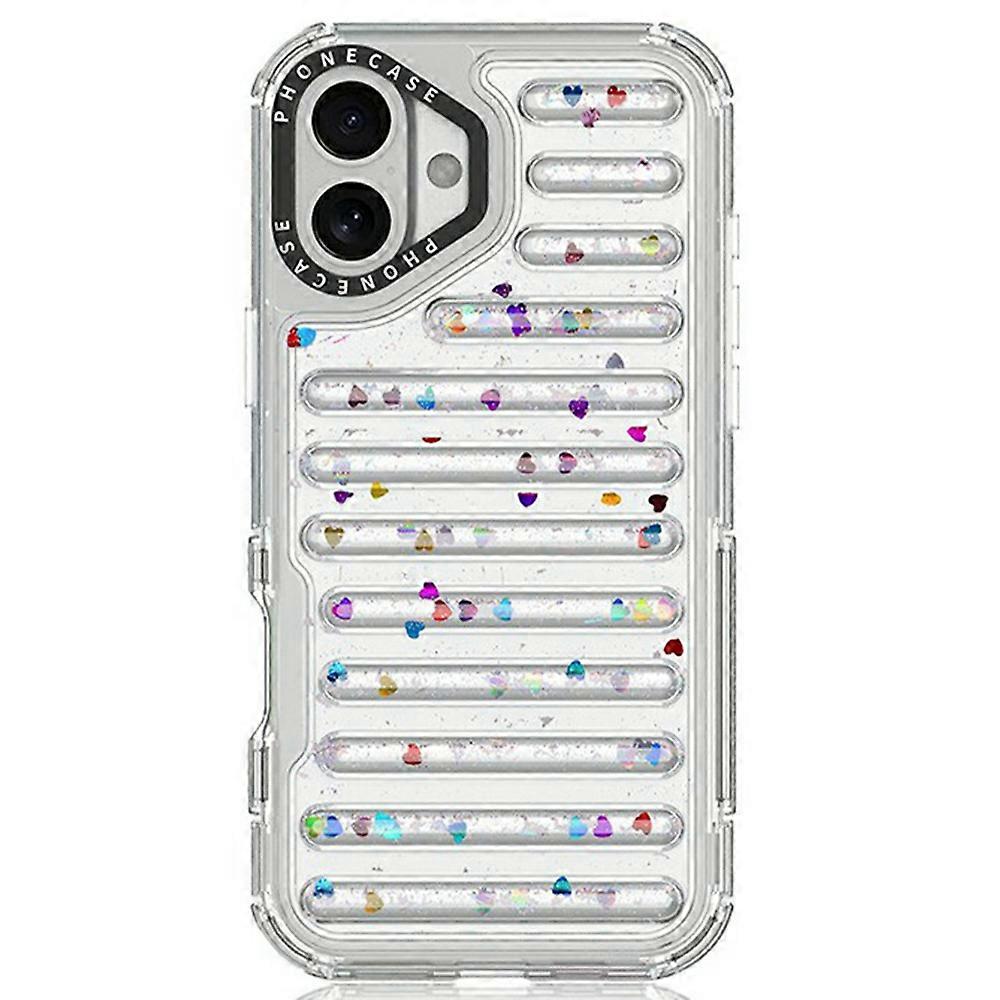 For iPhone 16 Plus Case Capsule Glitter PC + TPU Phone Protective Cover