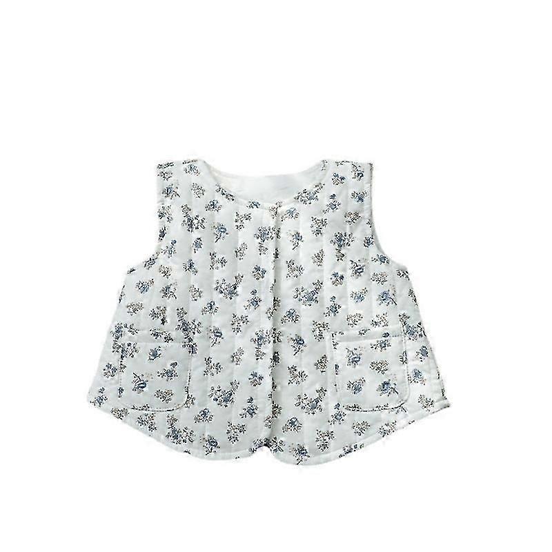 Child Winter Cotton Sleeveless Vest with Shattered Flowers Pattern