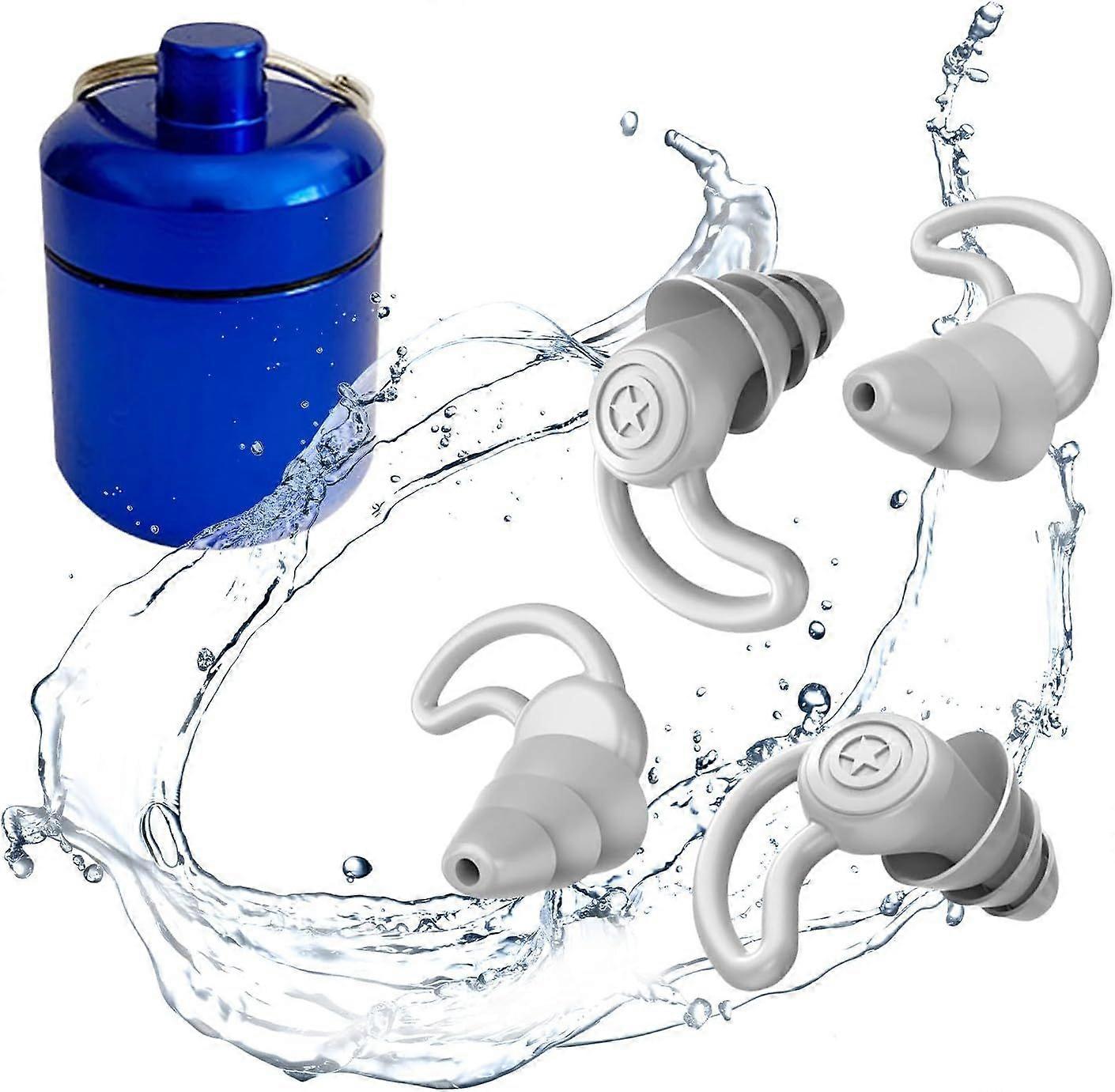 (2 Pairs) Earplugs for Sleeping Silicone Ear Plugs,Reusable,32dB Earplugs for Noise Reduction,Side Sleepers,with Aluminum Container