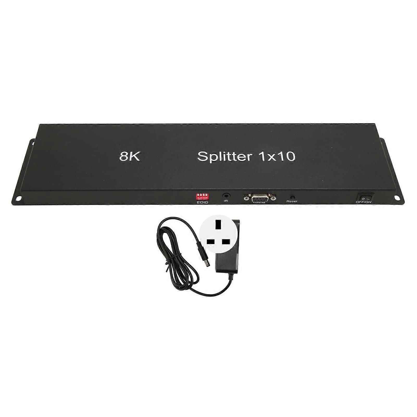 8K HD Multimedia Interface Splitter 1x10 Hub for PS3, Projectors, TVs - UK Plug