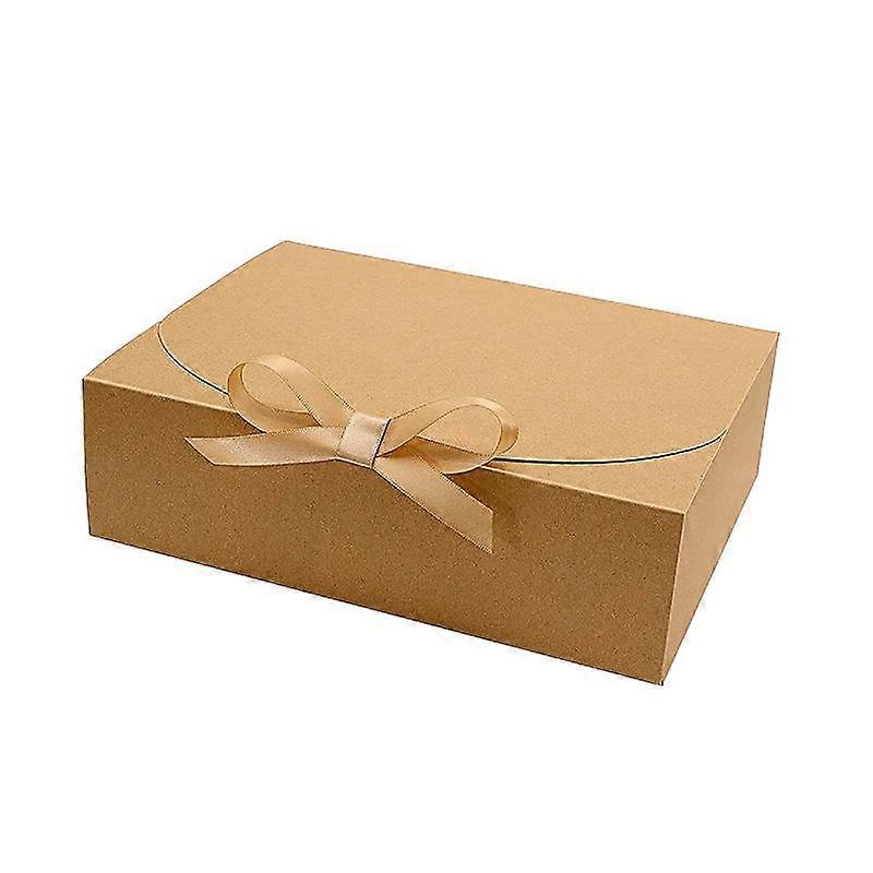 1PC Storage Boxes Large Size With Bow Ribbon Wrapping Cardboard Paper Packaging Material Kraft Paper Handmade Foldable