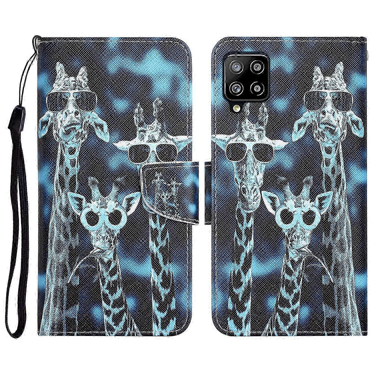 Compatible with Samsung Galaxy A42 5G Colorful Painting Pattern PU Leather Case with Card Pocket Strap