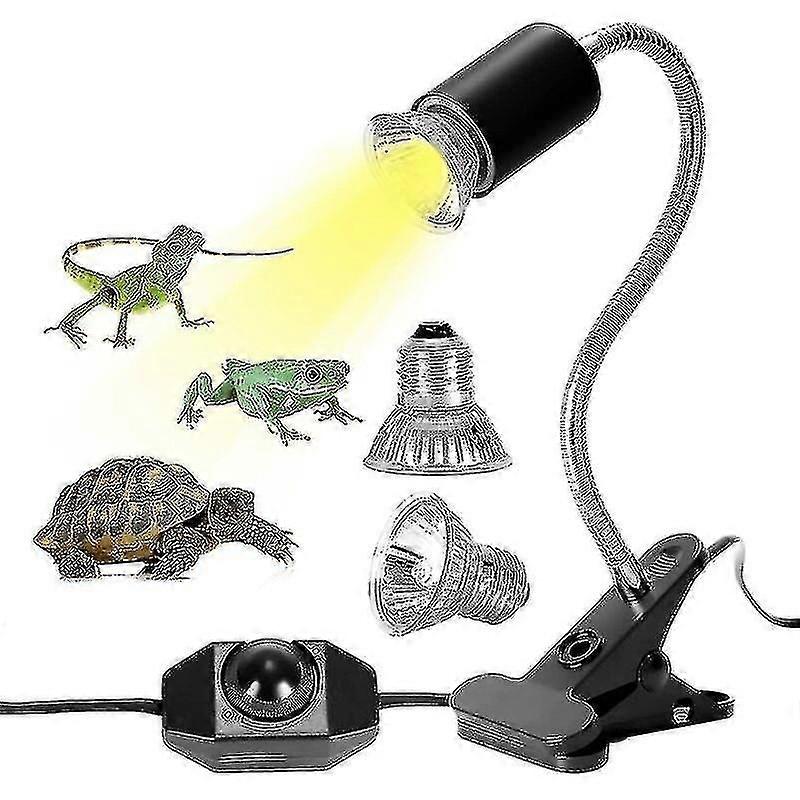 Hgbd-kit Tortoise Heat Lamp Kit Reptile Heater Lamp With 2 Bulbs Uva Uvb 25w 50w Long Base Tortoise Lamp 360 Rotation For Tortoise Reptile Lizards Sna