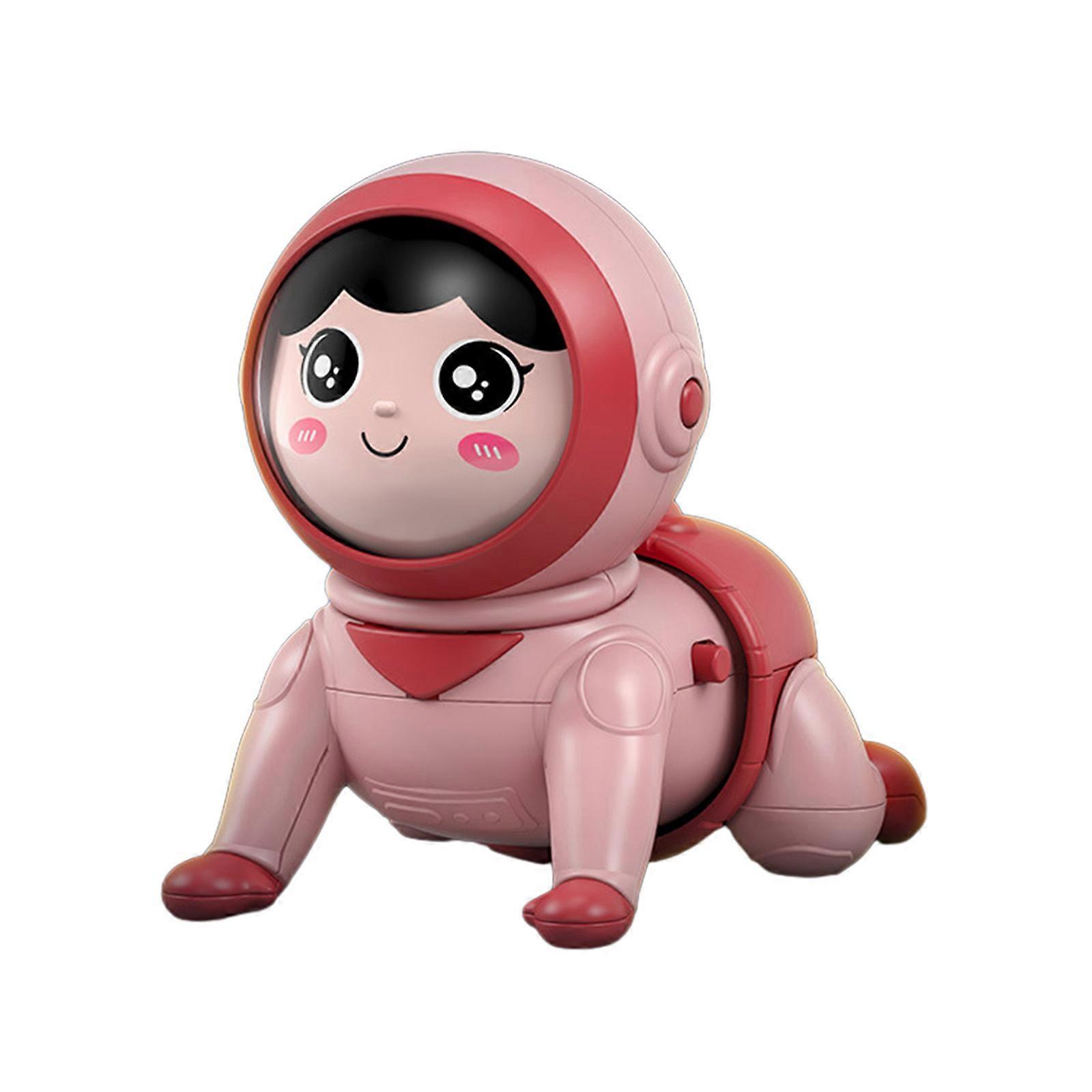 Electric Crawling Baby Toy Anti-Collision Crawling Doll Toy Early Educational Sounding Toy Toddler Learn to Crawl Toy Pink