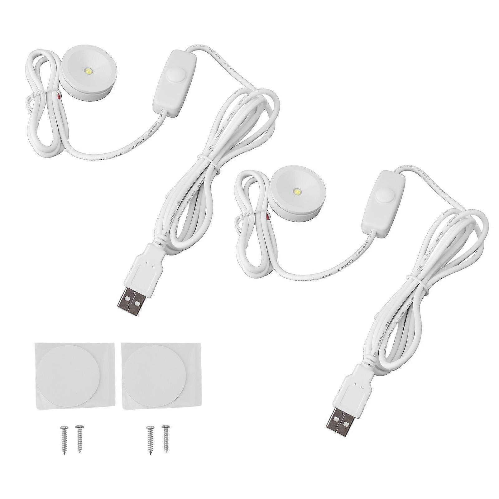 2PCS LED Spot Lights Professional 5V USB Dimmable Round Small Spot Lights for Display Case Jewelry Case Entryway Cabinet Warm Light