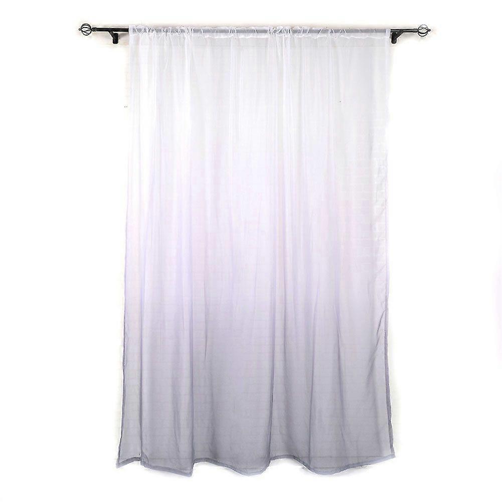 Gradient Sheer Rod Pocket Window Curtain Bedroom Balcony Drape Curtain(Gray Gradient)