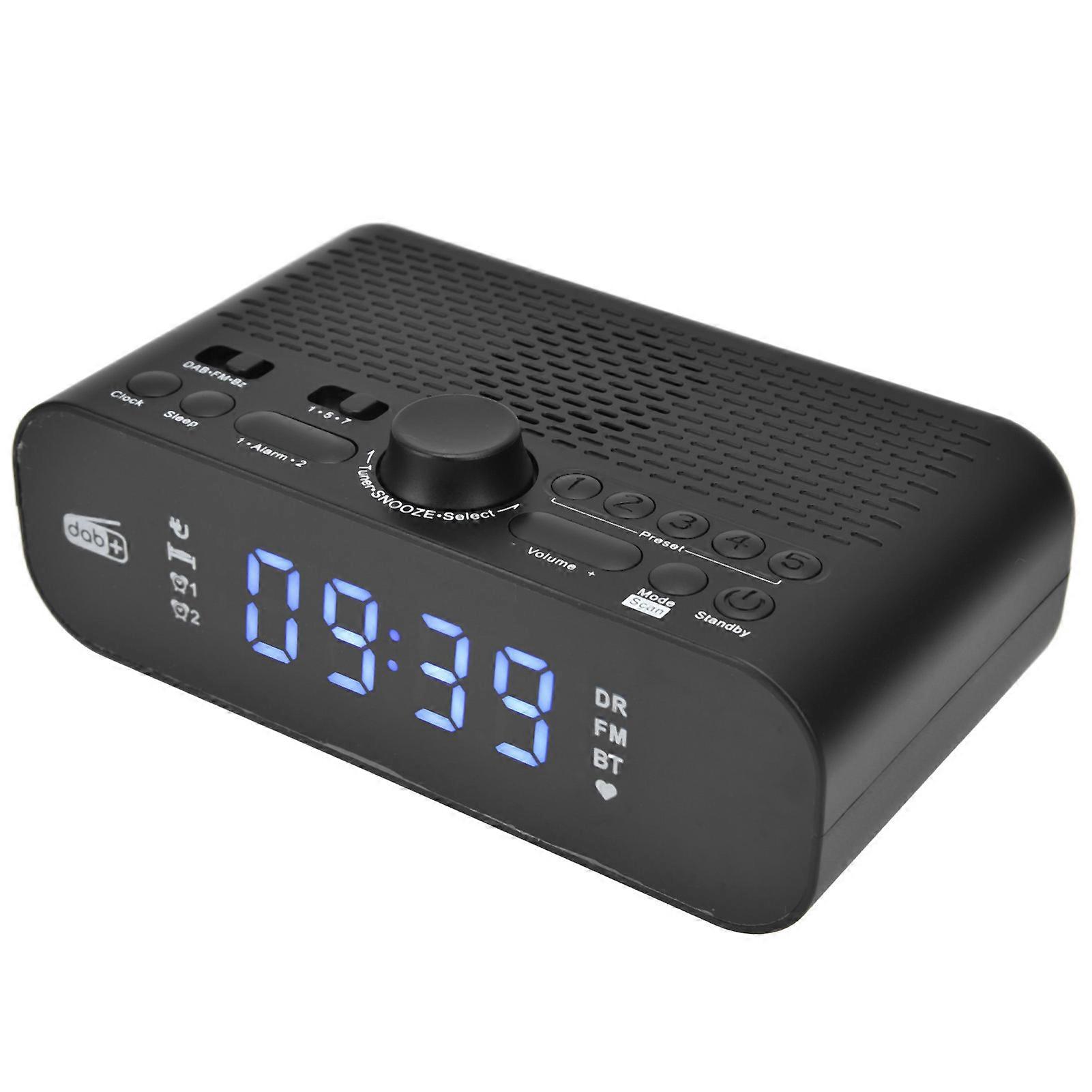 Alarm Clock Radio LED Display Bass Diaphragm Adjustable Brightness DAB FM Digital Alarm Clock for Home