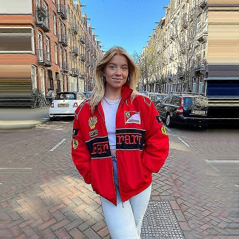 Italian Design Jaqueta de corrida vintage, jaqueta piloto, jaqueta de roupas de rua Y2k