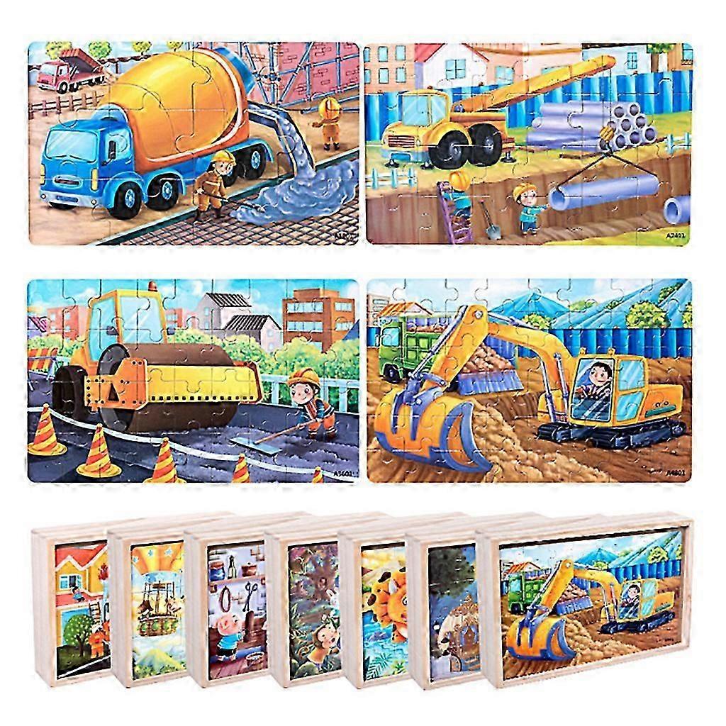 4 In 1 Wooden Jigsaw Puzzle 12 24 36 48pcs Slice Small Piece Advanced Intelligen
