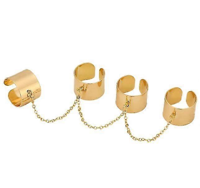 New Women's Open Simple Personality Metal One-piece Combination Ring Two Pieces