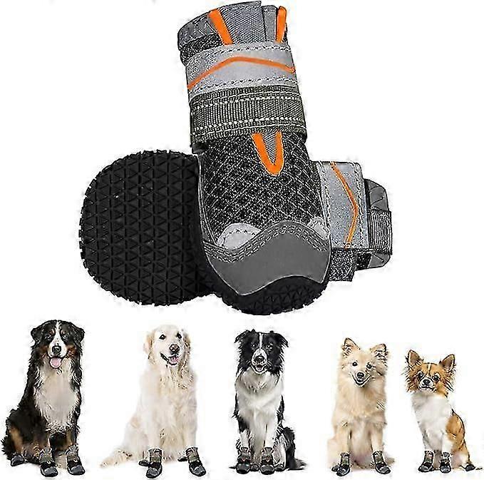Dog Boots Paw Protector - Summer Hot Pavement Dual Adjustable & Washable Non-Slip Dog Shoes with Reflective Strip for Injured Paws, Breathable Dog Wal