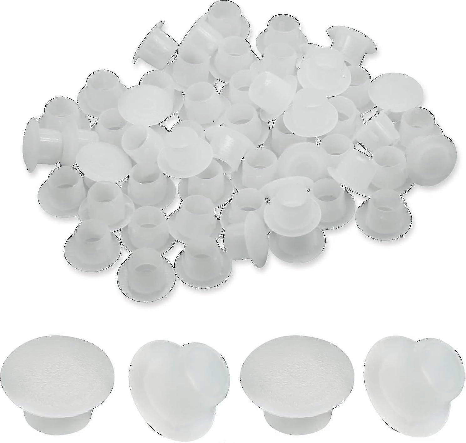 100pcs 8mm White Plastic Plugs - Hole Plugs Snap-in Locking