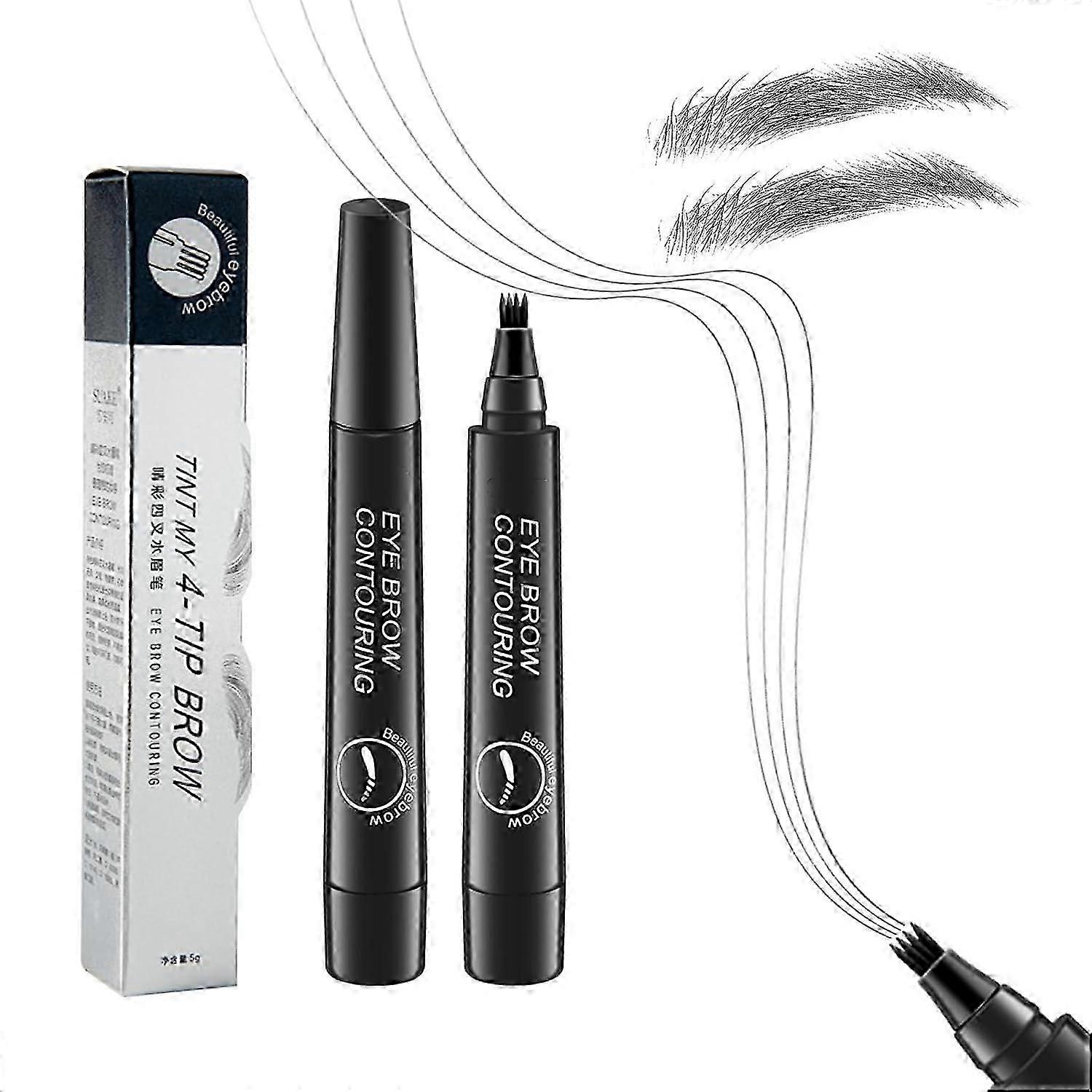 high quality 2pcs Eyebrow Contouring Pen, Waterproof Microblading Eyebrow Pencil with 4-Prong Micro-Fork-Tip Applicator, Liquid Eyebrow Pencils Natura
