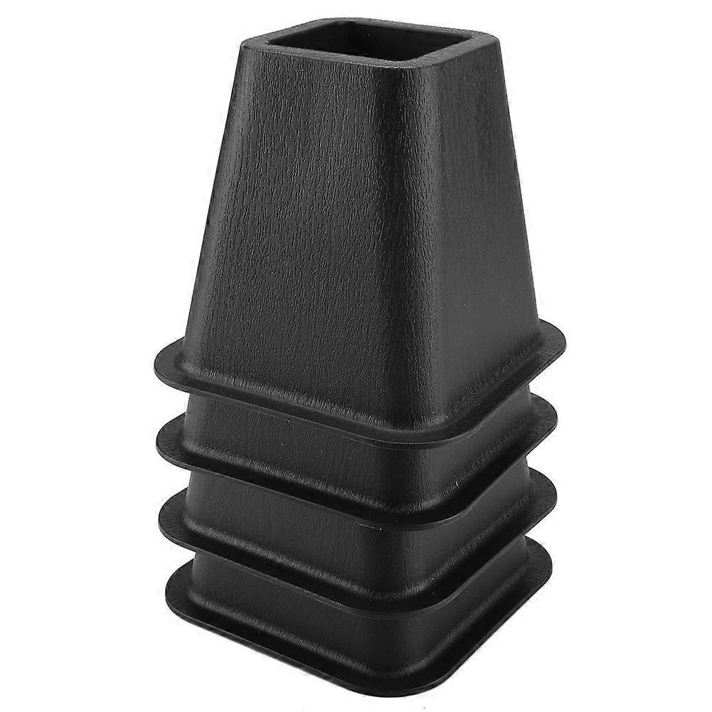 Black Furniture Raisers Set of 4, Adjustable Height Bed and Chair Risers, Heavy-Duty Plastic, Modern Design, Compatible with Tables