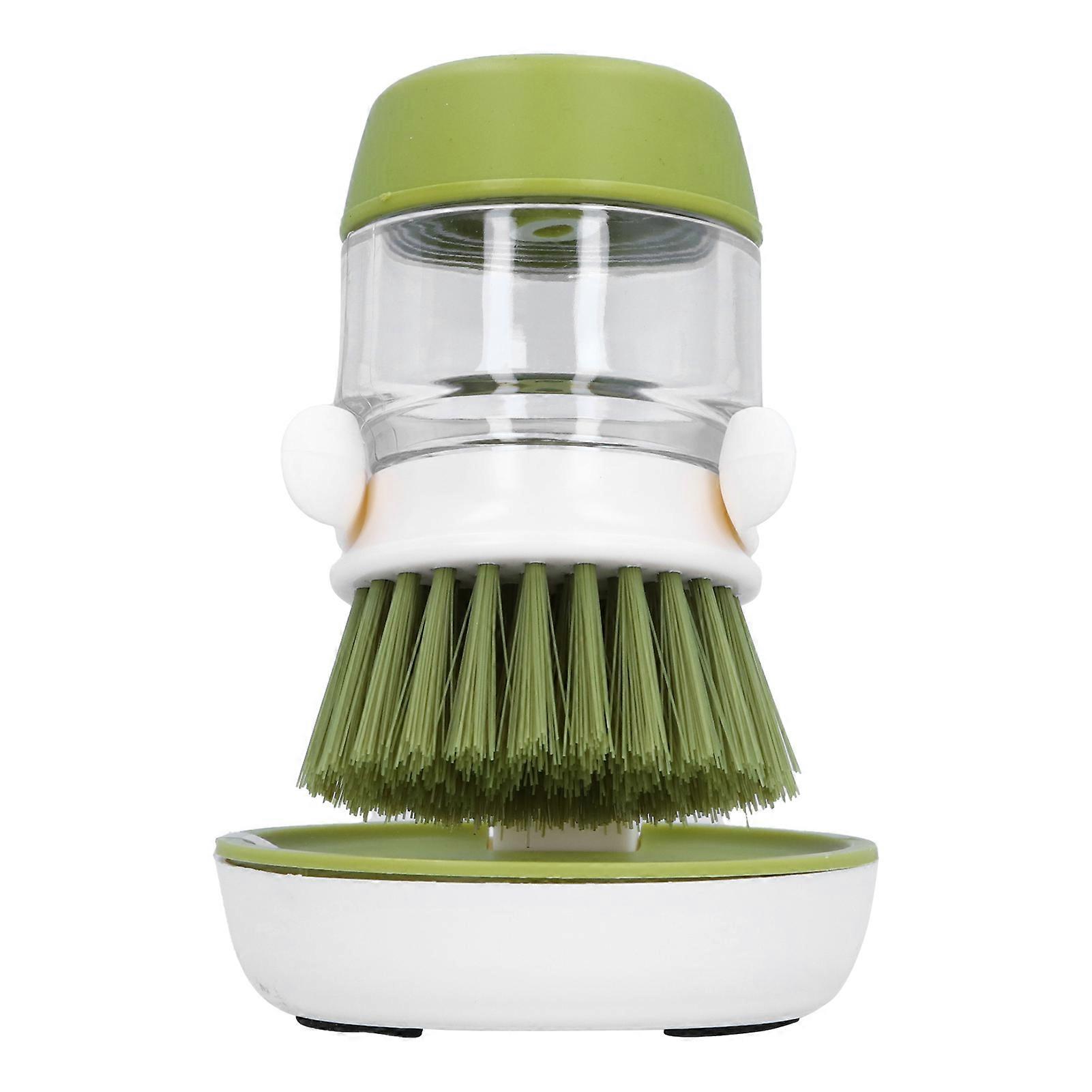 Automatically Add Liquid Dishwashing Brush Green - Non-Oily Kitchen Cleaning Tool, Durable Bristles, Ergonomic Design