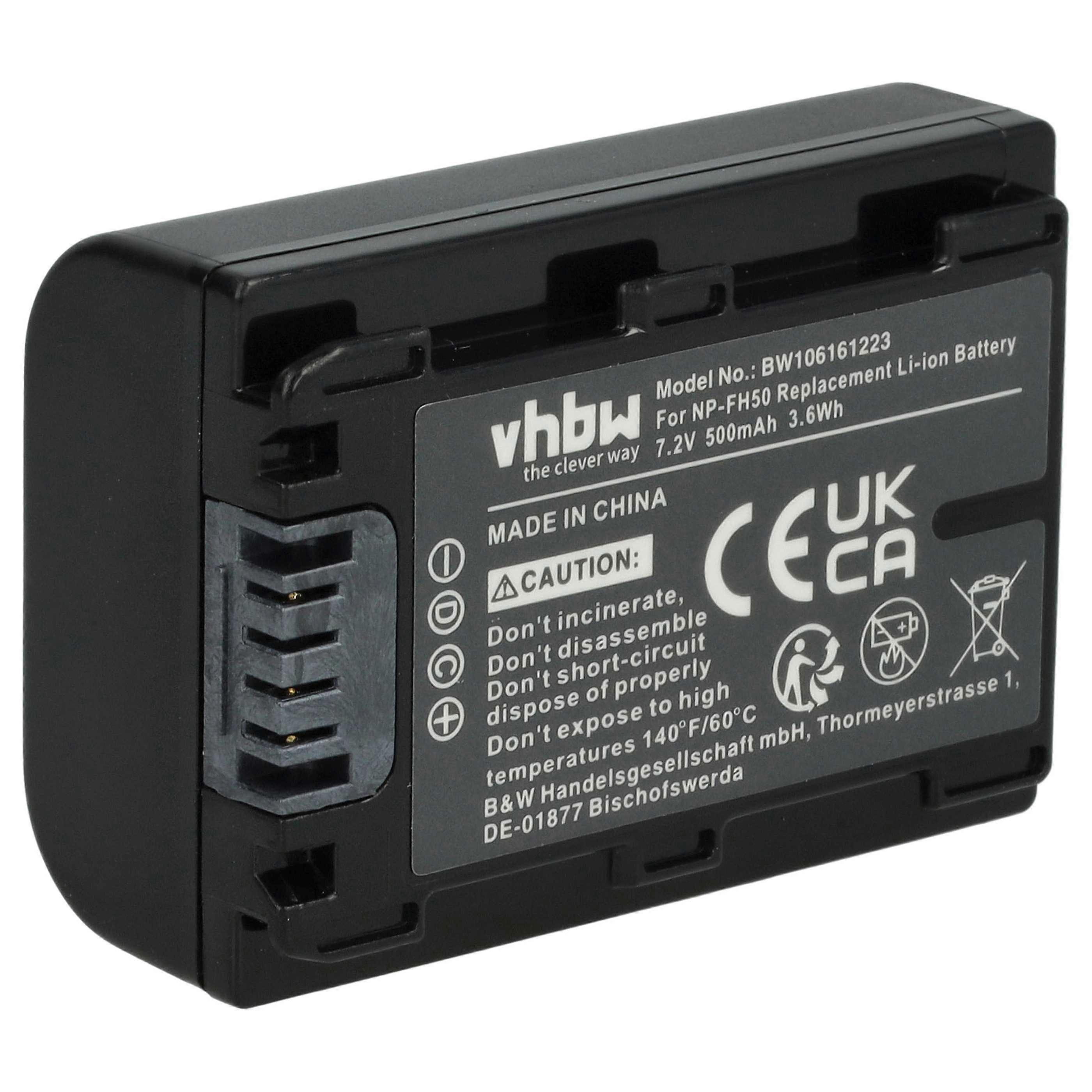 Bateria vhbw kompatybilna z kamerą Sony DCR-SR35(E), DCR-SR32(E), DCR-SR210(E), DCR-SR190(E), DCR-SR290(E) (500 mAh, 7,2 V, Li-Ion), infochip