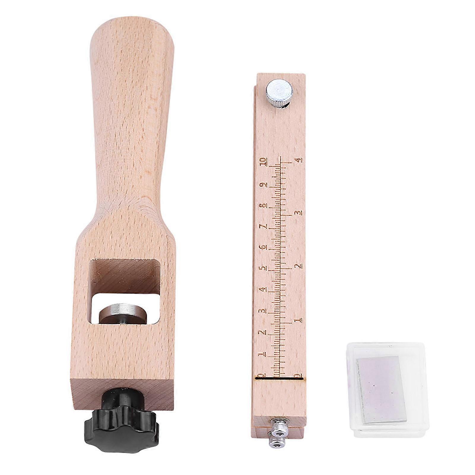 Wooden Handmade Leather Strip Adjustable Cutting Tool DIY Craft Tool Cutter with 5 Blades