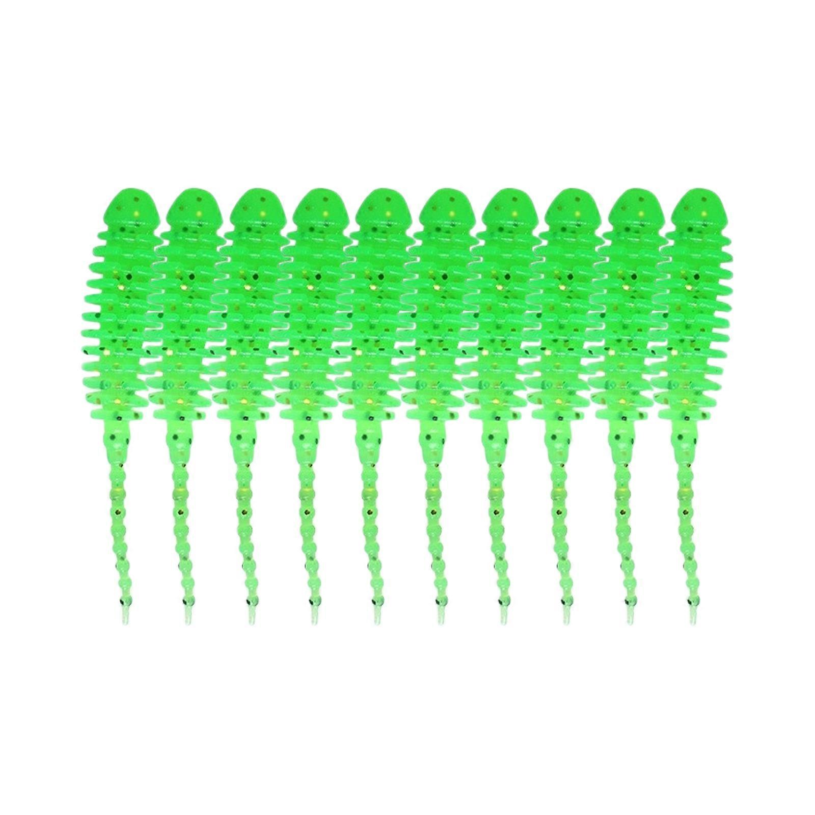 10pcs Silikon Angelköder Angel Köder Simulation Köder Künstliche Köder Wurmköder Nadel Schwanz Soft Baits Grün