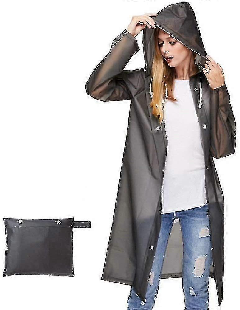 Women's Clear EVA Waterproof Poncho - Long Reusable Packable Raincoat